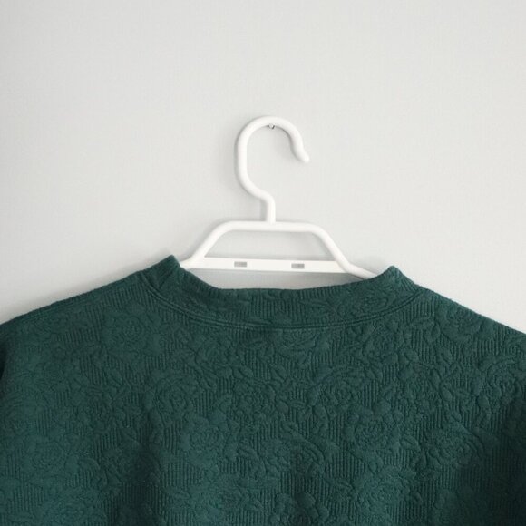 Vntg‎ Lady Footlocker Women's Sz S Green Embroidered Flower Mock Neck Pullover - Picture 6 of 10